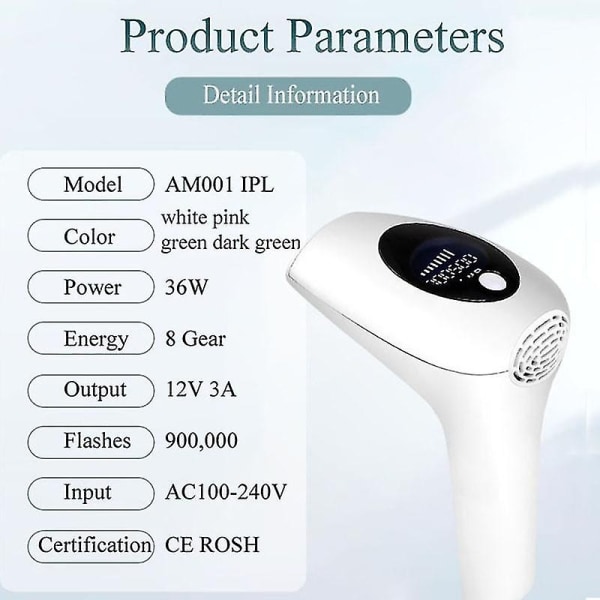 900000 Flash Ipl Laser Depilator Professionell Permanent Lcd Laser smärtfri hårborttagningsmaskin - Perfet Light Green AU Plug