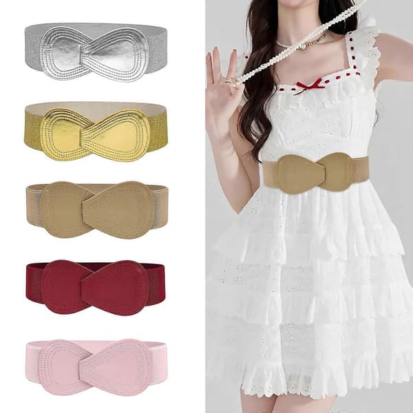 Elastisk Korsett Brett Midjebälte Slimmande Girdle All Match Elastisk Korsett Flickklänning Korsettbälte för Dunjacka Guld 85cm-Perfet Silver 85cm