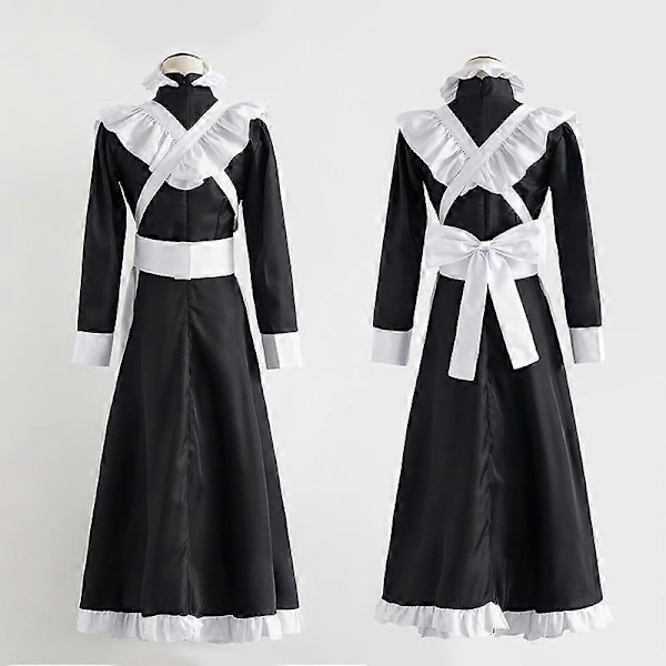 Klassinen Maid Cosplay -asu Söpö Pitkä Mekko Cosplay Puku Brittiläinen Tyyli Kahvila Maid Mekko - Täydellinen Male M