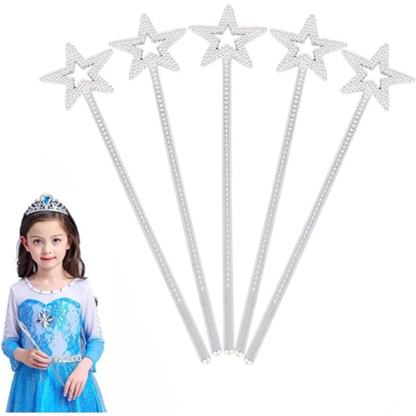 Mini Star Wands 5 kpl Tähtisauvat Hopeaenkeli Keiju Prinsessasauvat Tähti Tytöille Puku Syntymäpäivä Häät Joulu Halloween - Perfet