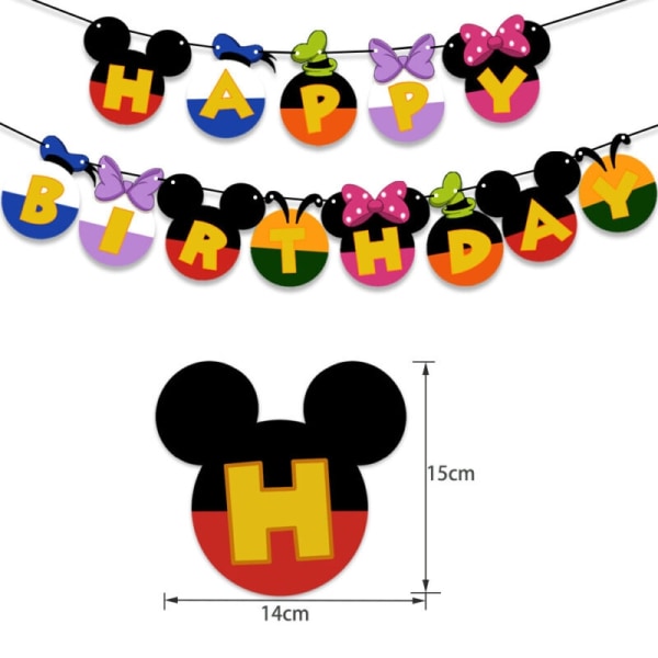 Grattis på födelsedagen Pigg Minnie Mouse Ballonger Banners Bunting - Perfet Mickey Mouse Theme3