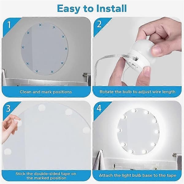 LED Vanity Lys til Spejl, Vanity Lys Stick på med 10 Dæmpbare Pærer, USB Kabel Spejl Lys til Makeup Dressing-Perfet