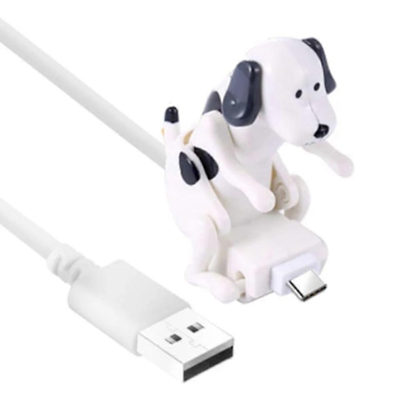 Rolig Stötande Hund Laddningskabel Lindra Stress Effektiv Snabbladdning Smart Chip Type-C/8-Pin/Micro USB Laddningssladd-Perfet White Type-C