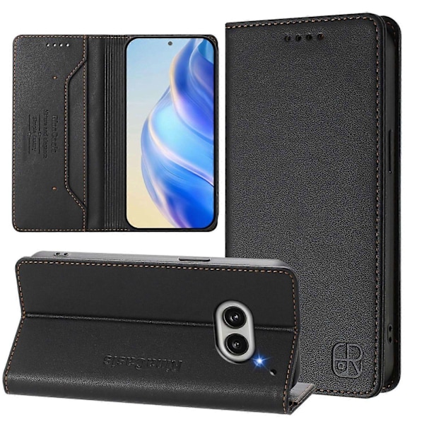 Magnetiskt Läderfodral Kompatibelt med Nothing CMF Phone 1-Perfet Black Compatible with Nothing Phone 2a