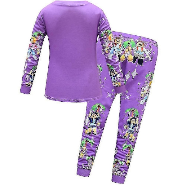 Roblox Lasten Tyttöjen Pyjamasetti Nukkumispukusetti Pyjamat Nukkumispuku Yläosat Housut - Perfet Purple 5-6Years