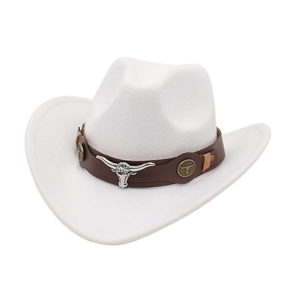 Tiibetin Cowboy-hattu Länsimainen Cowgirl-hattu Naisille Tytöille Valokuvarekvisiitta - Täydellinen White