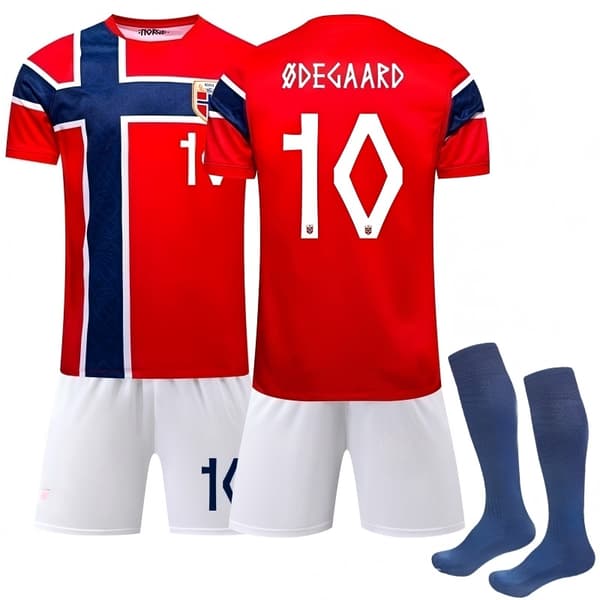 26 NO Fodboldhold Hjemmebanetrøje til børn + shorts + strømper Nr. 10 Ødegaard Nr.10 Ødegaard 18