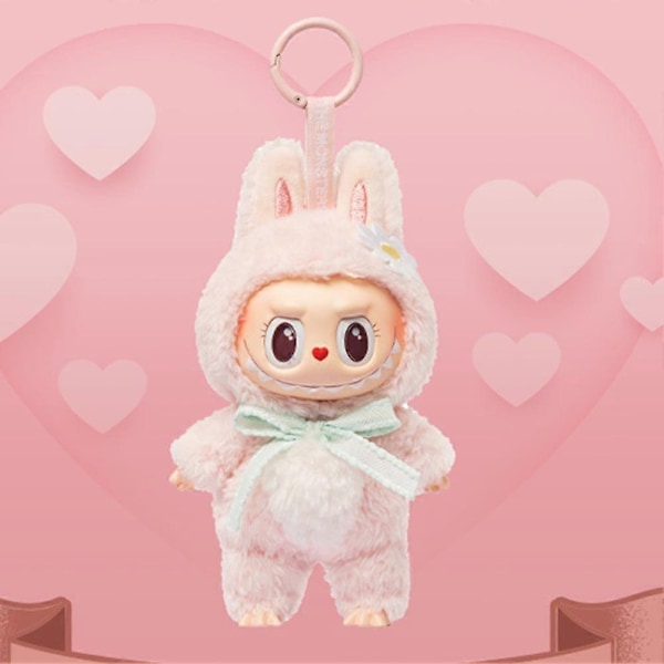 Pop Mart Labubu The Monsters – Spændende Macaron Plys Nøglering Serie - Perfekt (1 Blind Box, 17 cm) Sweetheart