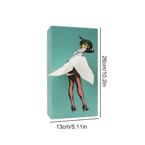 Elegant Pige Tissueæske Retro Tissue Flyende Skørt Tissueæske - Perfekt Blue