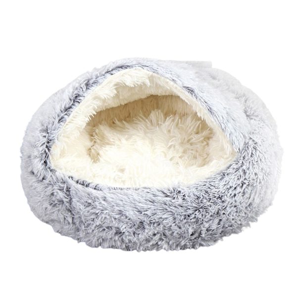 Hunde- og katteseng Myk plysjpute, teltseng for kjæledyr, 35-50 cm rund matte grå gray 35cm