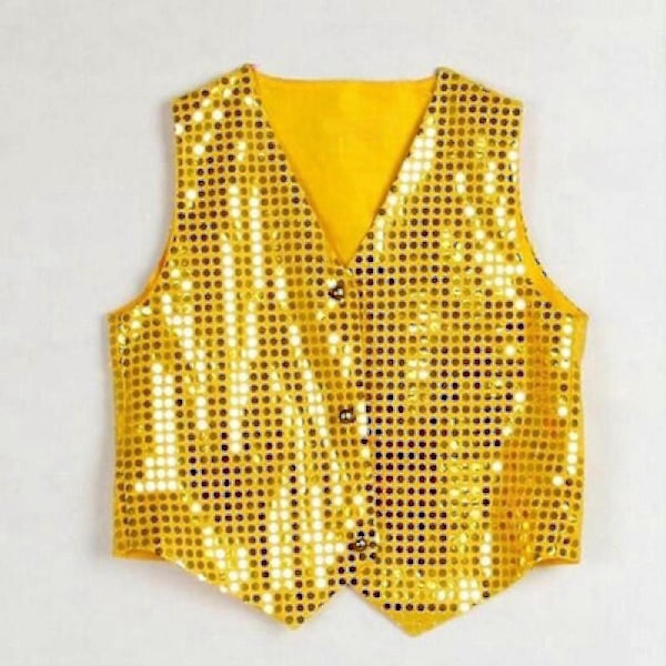 Festvest med Glimmer Unisex Farverige Børn Ærmeløs Sequin Vest - Perfekt White L