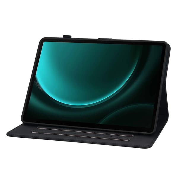 Präglat Läderfodral Kompatibelt med Samsung Galaxy Tab S9 / S9 FE-Perfet Black