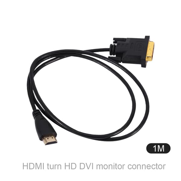 1 metrin kullattu HDMI-DVI-urossovitinkaapeli, sopii teräväpiirtonäytöille