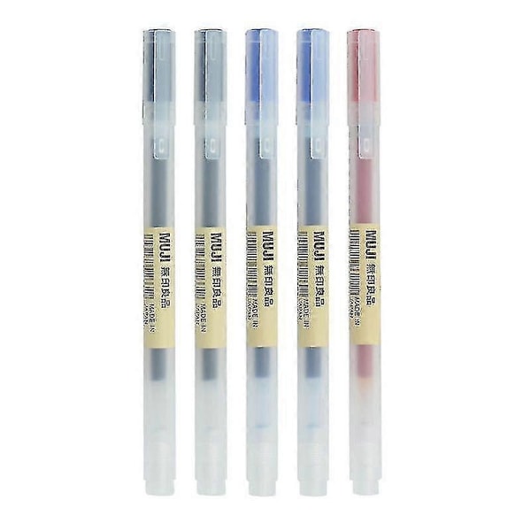5 kpl/setti Kawaii Mujis Geelikynä Musta/punainen/sininen 0,38 mm 0,5 mm Muste Japani Värikynä Toimisto Koulu Kuulakärkikynä Paperitarvike-Perfet 0.38mm Red-5 Pcs