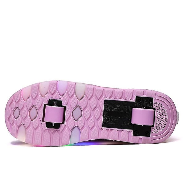 Skøyter Fritidssportssko Tohjuls LED-blinklys for barn Automatiske usynlige rulleskøyter - Perfet pink 33