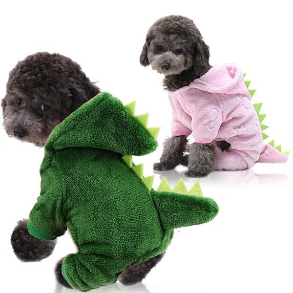 sällskapsdjur Hund Kattkläder Söta roliga dinosauriekostymer Kappa Vintervarma fleecekläder för små hundar Kattunge - Perfet