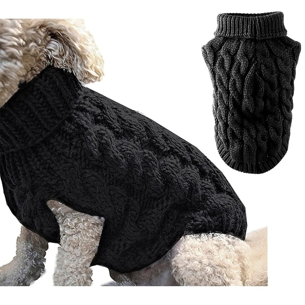 Pet Dog Turtleneck Neulepusero Talvilämmitin Paksuttava villapaita Neulottu Virkattu takkivaatteita Pienelle Keskisuurelle Koiran Pennulle - Perfet Black S