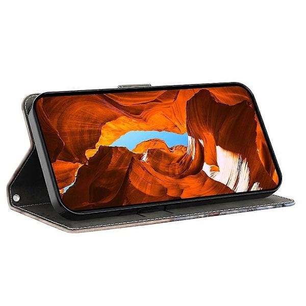 Kompatibelt med Samsung Galaxy A56 5G Läderfodral Mönstertryck Plånboksställ Flip Telefonfodral - Perfet Red Mushroom