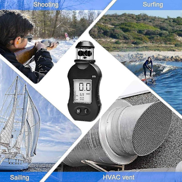 Digital Anemometer, Yf-876 Anemometer, för mätning av vindhastighet/temperatur, vindriktningsindikator - Perfekt