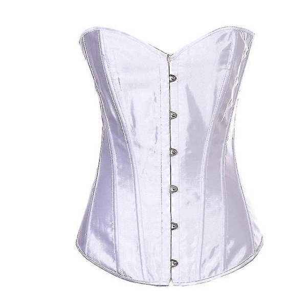 Mimigo Naisten Bustier-Korsetti Yläosa Seksikäs Alusvaatesetti Musta Satiini Vyötärön Kiristäjä-Täydellinen 6XL WHITE