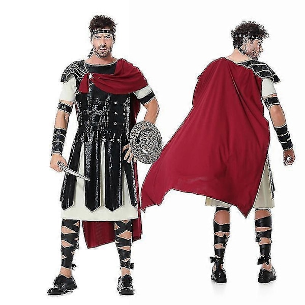 Spartan Warrior Kostume Sæt Romersk Gladiator Cosplay Halloween Karneval Kostume til Voksne Børn - Perfekt Adult with knife shield XXL