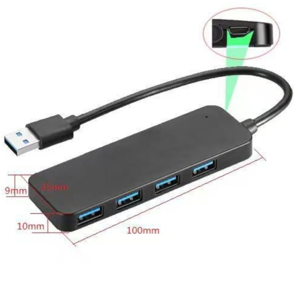 4 Port USB Hub 3.0, T-Sound USB Splitter for bærbar PC, Ps4 Keyboard - Perfet