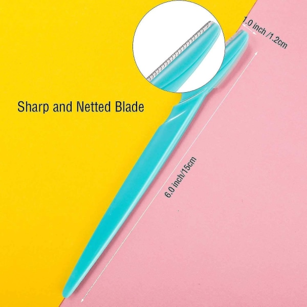 60 stykker Øjenbrynshaver Shaper Trimmer Shaver Ansigtsbarberkniv til kvinder med cover (Pink, Blue - Perfet