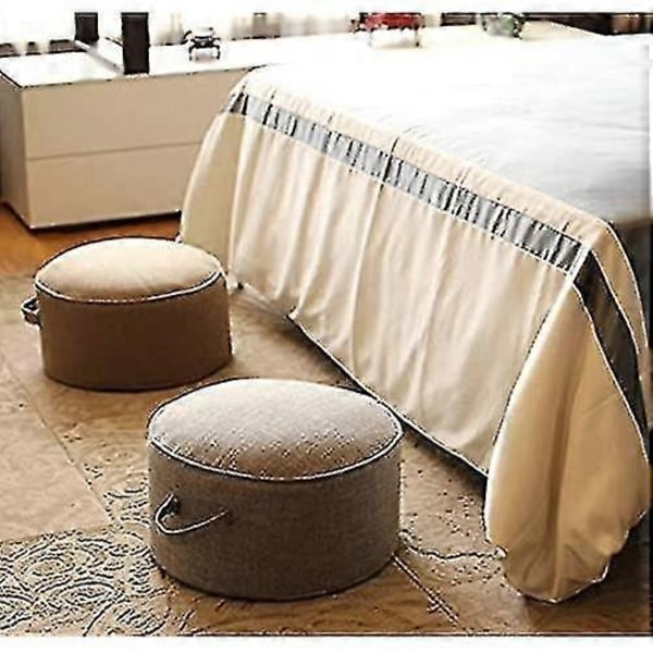 Rund Puff Fotskammel Komfortabel Ottoman Gulvpute Flyttbar Fotstøtte Vaskbart Trekk for-Perfet Deep Khaki