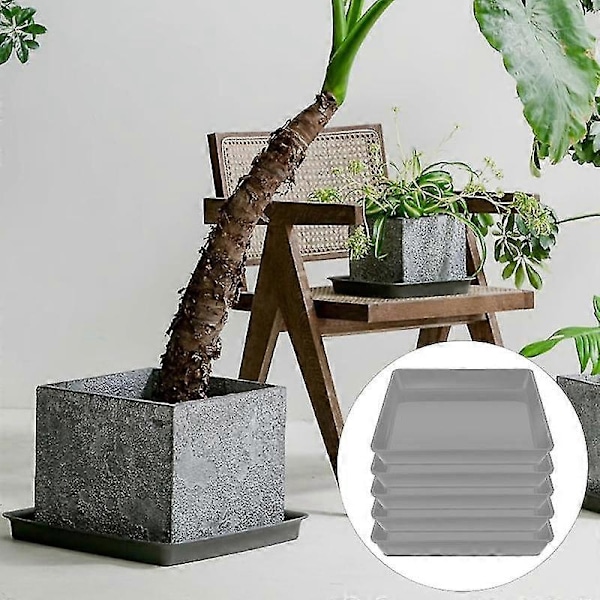 Firkantede plastpottebrett for oppsamling av overflødig vann og jord fra innendørs planter - Perfekt Red 12Inch