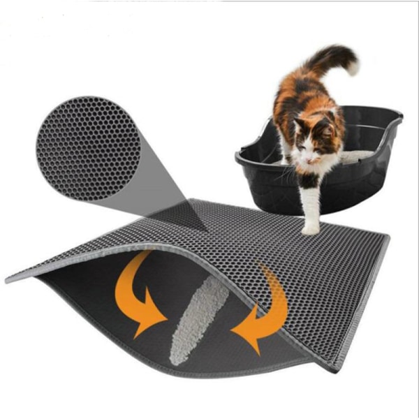 Kattesandmatte som teppe og matte - 60x40 cm - Sklisikker black