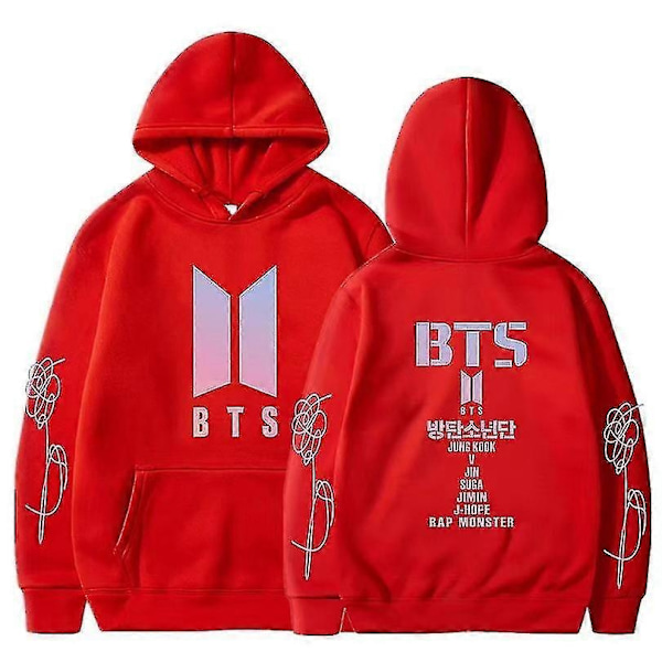 BTS Unisex Huvtröja med Huva Casual Hoodie Cosplay Jacka Topp V-Perfet red L