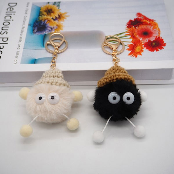 Anime Totoro Pehmoavaimenperä Llaveros Mujer Fur Ball Pompom - Perfet black