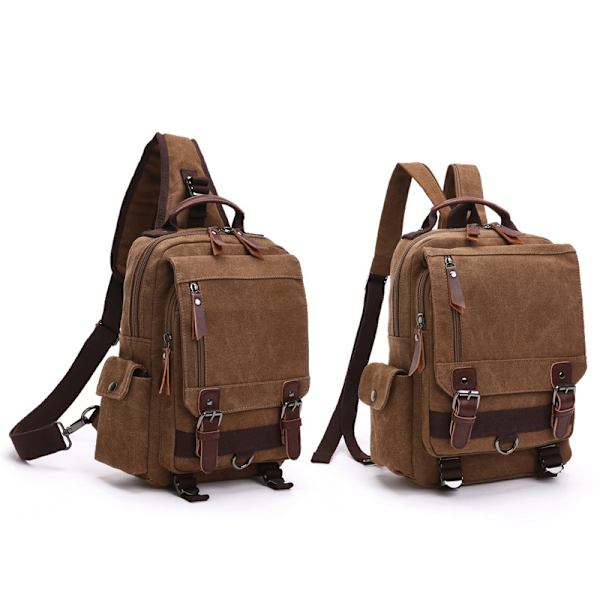 ny liten canvas ryggsäck män Reseryggsäck Multifunktionell axelväska för kvinnor Laptop ryggsäck Skolväskor Dam Daypack - Perfet khaki 2