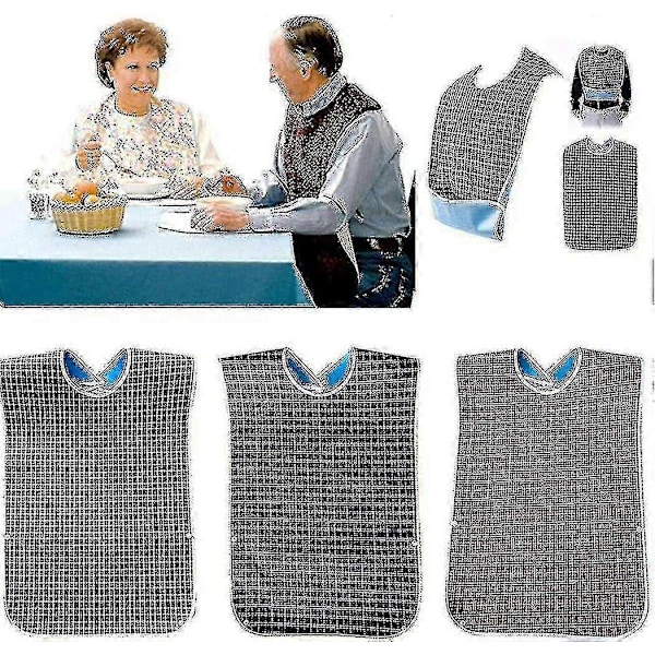 3-pack Vuxenhaklappar med Smulskydd - Tvättbar Vuxenhaklapp, Stor Vuxen-Perfekt