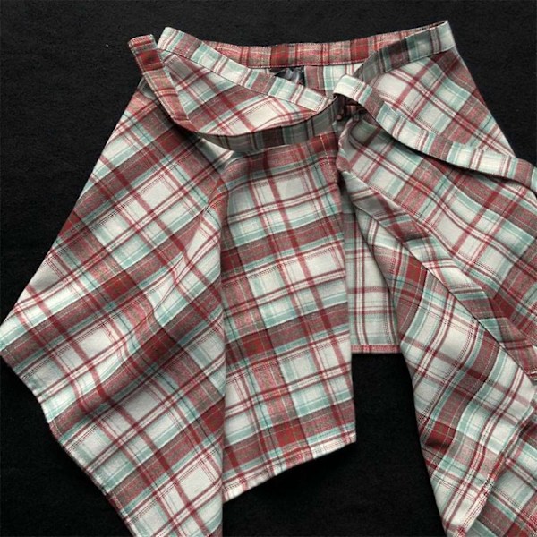 Unisex Ruudullinen Kerroksellinen Lyhyt Kietaisuhame Epäsäännöllinen Laskostettu Esiliinahame Solmittava A-linjainen Lantiohuivi Ylähame Paidanjatke Mustavalkoinen - Täydellinen Black and white
