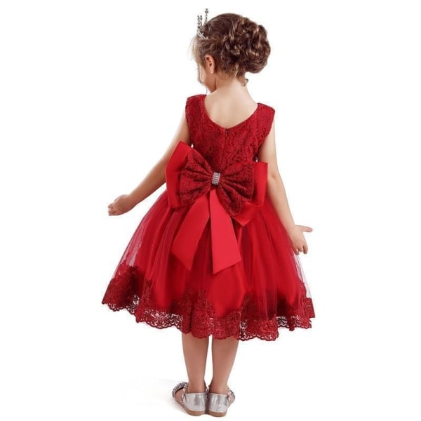 Perfekta Princess festklänningar med rosett och pannband - Perfet Red 120  cm