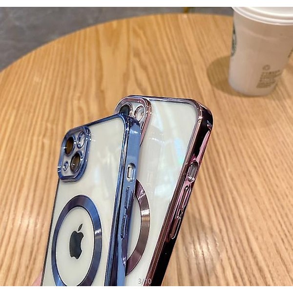 Genomskinligt magnetiskt telefonfodral för iPhone 14 13 12 11 Mini Pro Max Plus med MagSafe-Perfekt Silvery iPhone 11 Pro