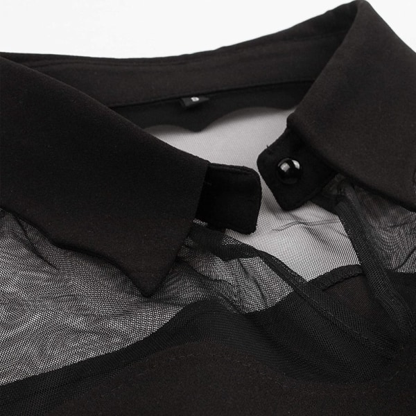 Dam Mesh Bell Vändbar Gothic Cocktail Vintage Klänning black L