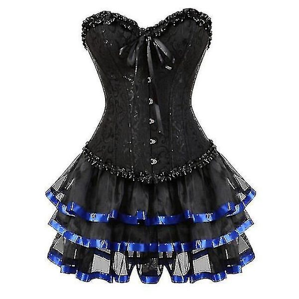 Seksikäs Korsettimekko Naisille Pluskokoinen Kostyymi Yläosa Burleske Korsetti ja Minimekkosetti Tutu Corselet-Perfet Blue 7XL