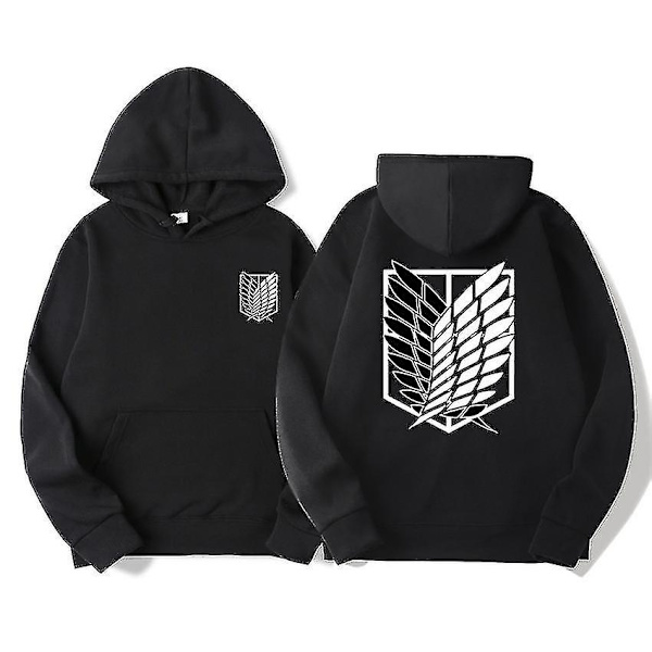 Attack On Titan Hoodie för Män Anime Hoodies Män Kvinnor Streetwear Pullover Harajuku Hoodies Sweatshirt Kläder -Perfet black XL