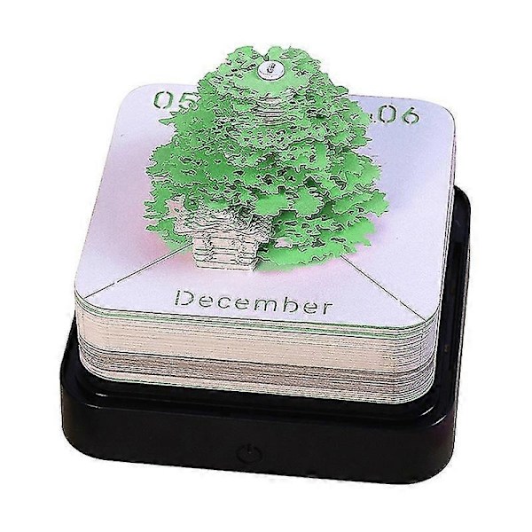Skrivbords kalender med LED-lampor, 2024 kalender memoblock, kreativ skrivbords kalender DIY anteckningsblock, 3D konst kalender pappersutskärning - YuJia - Perfet 7