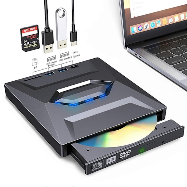 7-i-1 Ekstern USB 3.0 DVD CD RW Brænder Drev Læser Afspiller til Laptop PC-Perfekt
