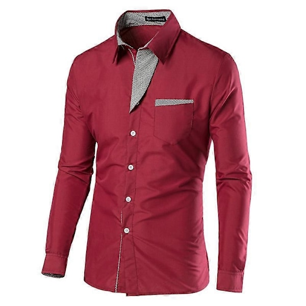 Mænds Skjorte Langærmet Casual Skjorte Langærmet Skjorte - Perfet Red XL
