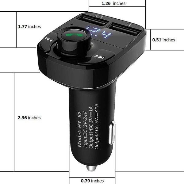 2022 ny type billader Bt Fm-sender Dobbel USB-lader Bil smarttelefonlader - Perfet