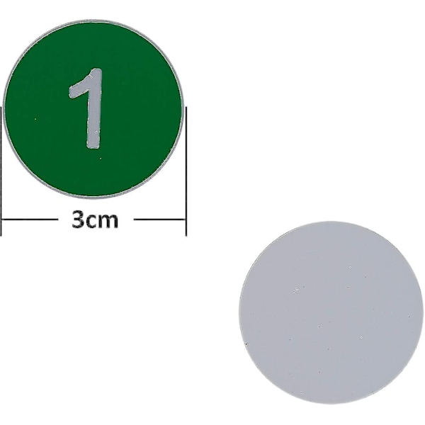 Nummererte merkelapper - Graverte nummererte merkelapper, ID-merkelapper, nøkkelmerkelapper uten hull - Perfekt 1-100 Green
