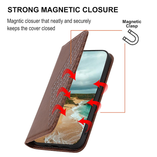 Kompatibelt med iPhone 12 Skal, Läderplånboksfodral med Rem-Perfekt Brown