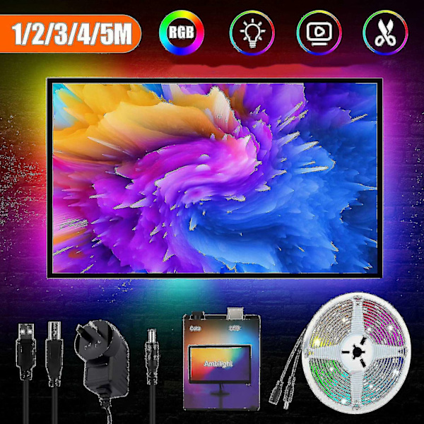 Ambilight USB LED Strip Tape Computer PC Dream Screen Baggrundsbelysning (Størrelse: 5m) - Perfet