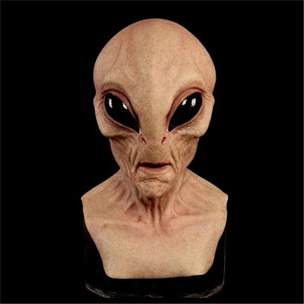 Kauhu Alien-naamio Halloweenissa - Pelottava Lateksi UFO Suuret Silmät Alien Koko Pää Juhla Naamio Alien Pääasuste naamiaisasu Puvut - Täydellinen E