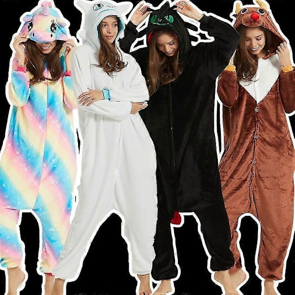 Ny Sådan Træner Du Din Drage Nat Fury Tandløs Cosplay Kostumer Pyjamas Badekåbe Kvinder Mænd Nattøj Varm Tyk Jumpsuits-Perfekt C XL