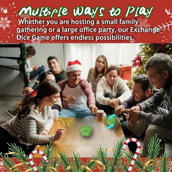 Santa Swap Presentbytespel Tärningar, 2025 Nytt Julbytespel, 12 Olika Sidor - 3 * 3 * 3 tum, Livsmedelsklassad PU-Material, Julgruppsfest